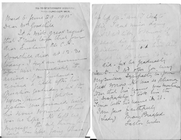 Letter courtesy of Pauline Bryon