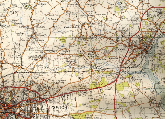 Reproduced from the 6th Edition Ordnance Survey map (1946, fully revised 1930, roads 1948).  The Fens is located at the southernmost end of the village, just above the 